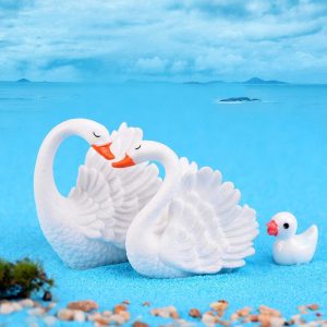 Mini Fairy Garden Animals Cute Resin Swan Model Wholesale Fairy Garden Accessories Supplies Miniture Fairy Garden Ornament Small Artificial Birds Figurine Kids Gifts Terrarium Fairy Garden Kits Decoration Table Decor